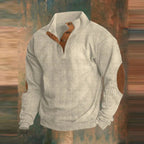 Men's Ribbed Quarter-Snap Elbow-Patch Sweater 4