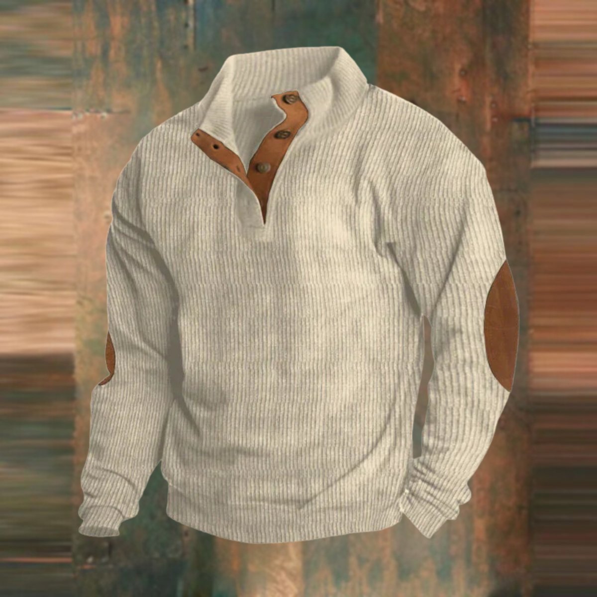 Men's Ribbed Quarter-Snap Elbow-Patch Sweater 4