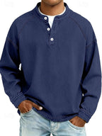 Men's Vintage-Washed Henley Knit Sweater 10