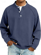 Men's Vintage-Washed Henley Knit Sweater 7