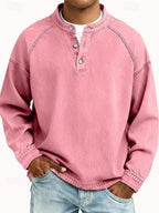 Men's Vintage-Washed Henley Knit Sweater 9
