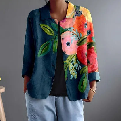 Women's Painterly Floral Open Shirt 1