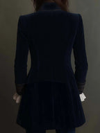 Women's Velvet Embroidered-Lapel Long Blazer 2