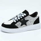 Women's Glitter Star Lace-Up Sneakers 5