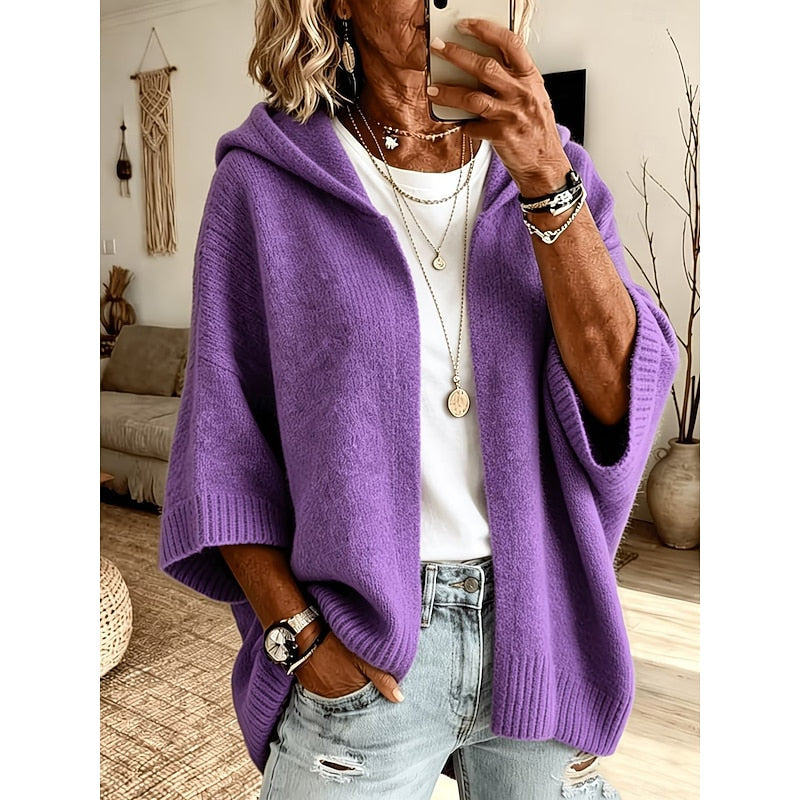 Women's Hooded Open-Front Knit Cardigan 7