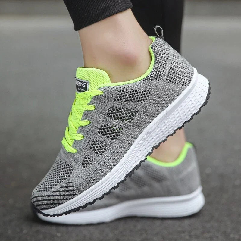 Women's Wide-Toe Mesh Lace-Up Sneakers 12