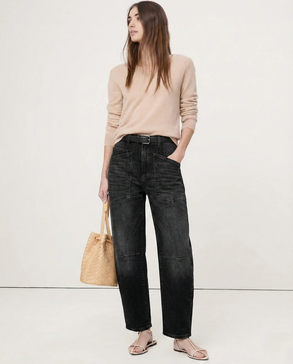 Women's Mid-Rise Barrel Utility Jeans 1