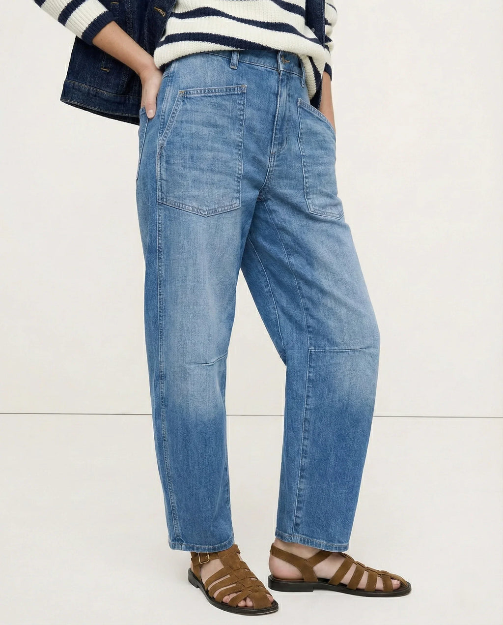 Women's Mid-Rise Barrel Utility Jeans 4