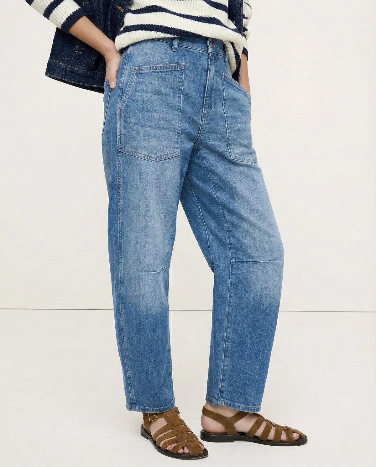 Women's Mid-Rise Barrel Utility Jeans 4