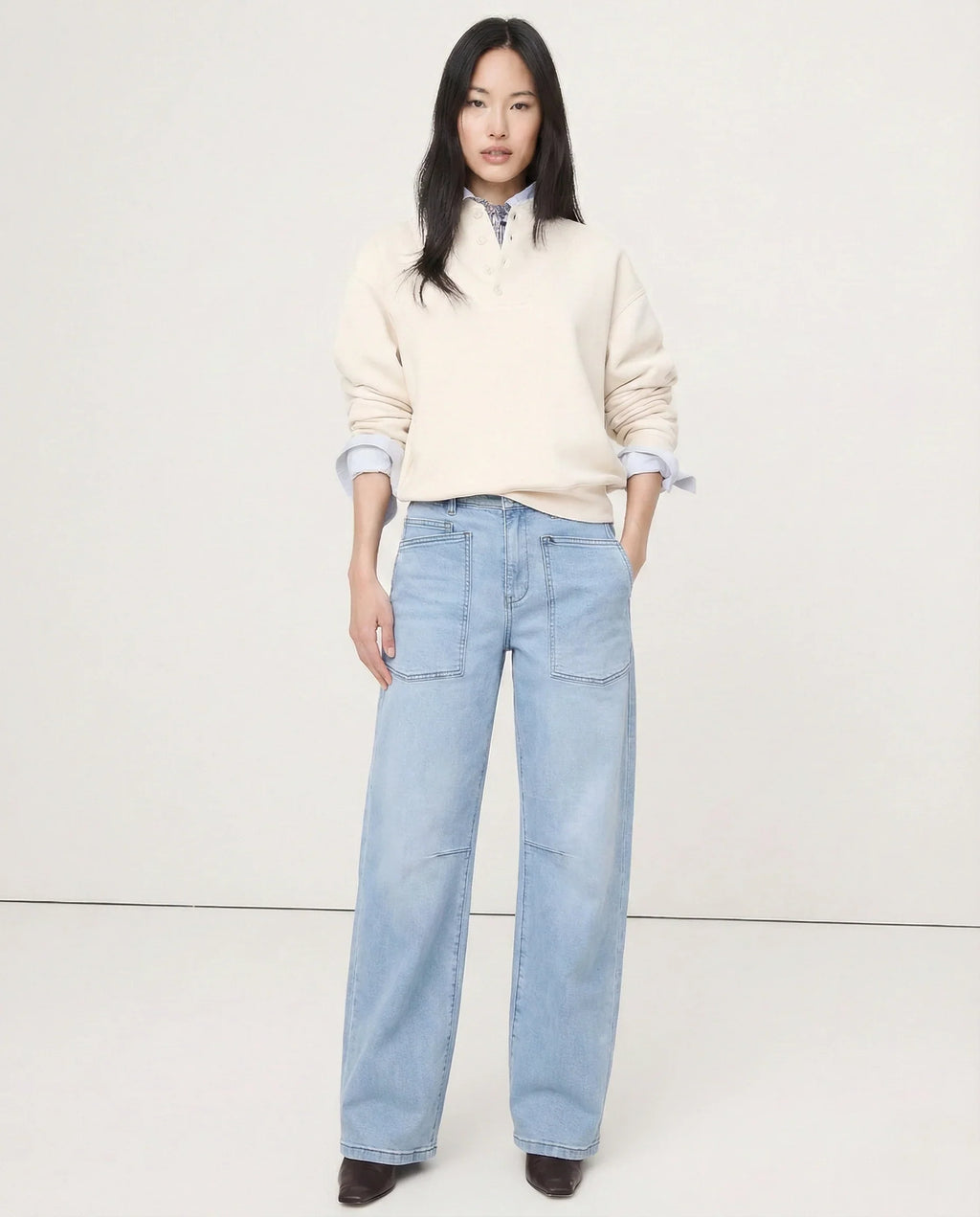 Women's Mid-Rise Barrel Utility Jeans 8