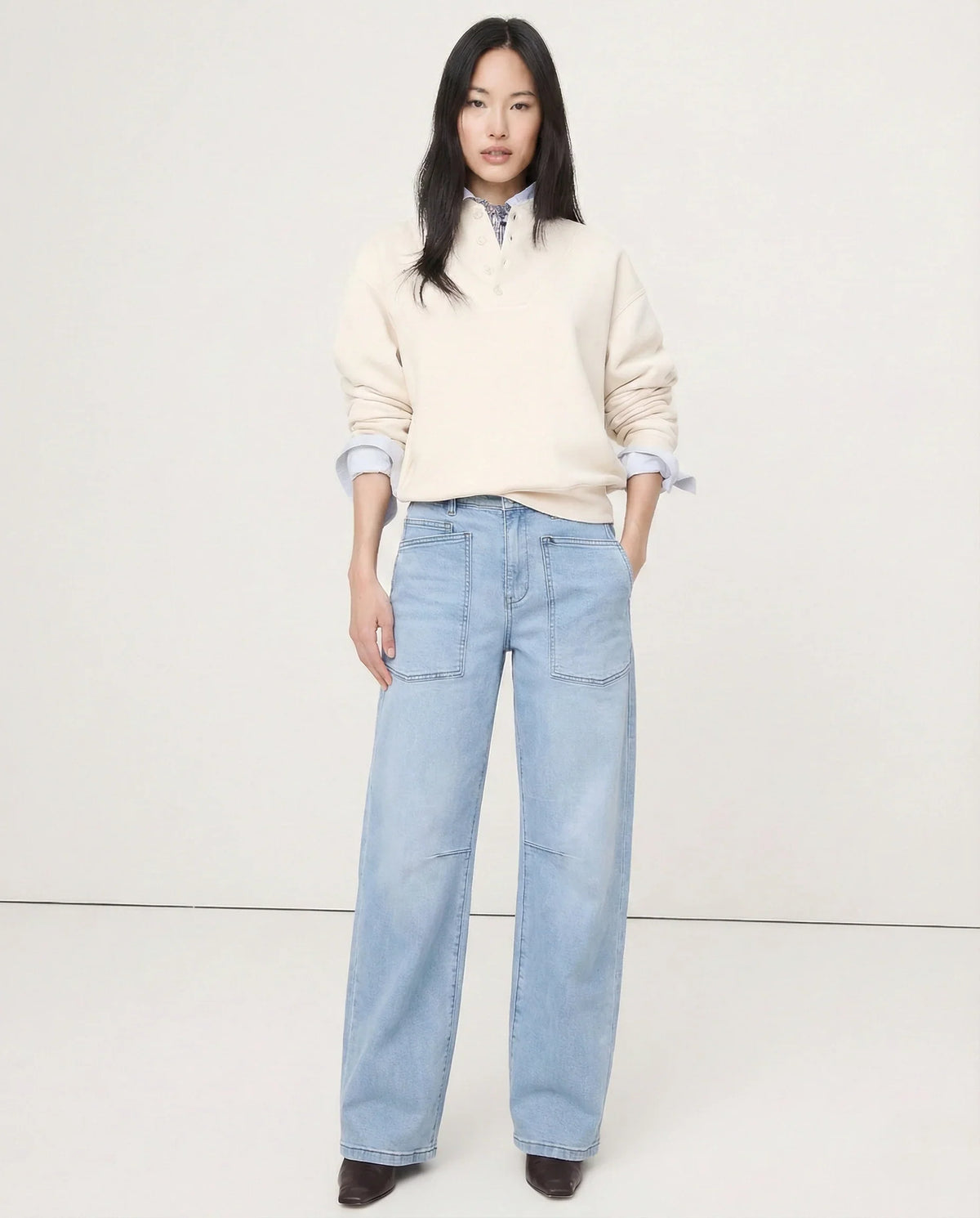 Women's Mid-Rise Barrel Utility Jeans 8