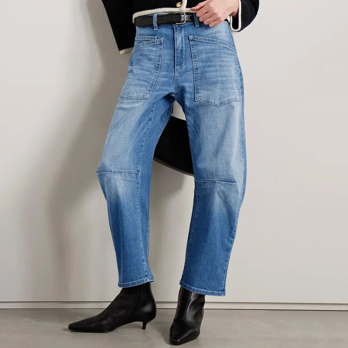 Women's Mid-Rise Barrel Utility Jeans 14