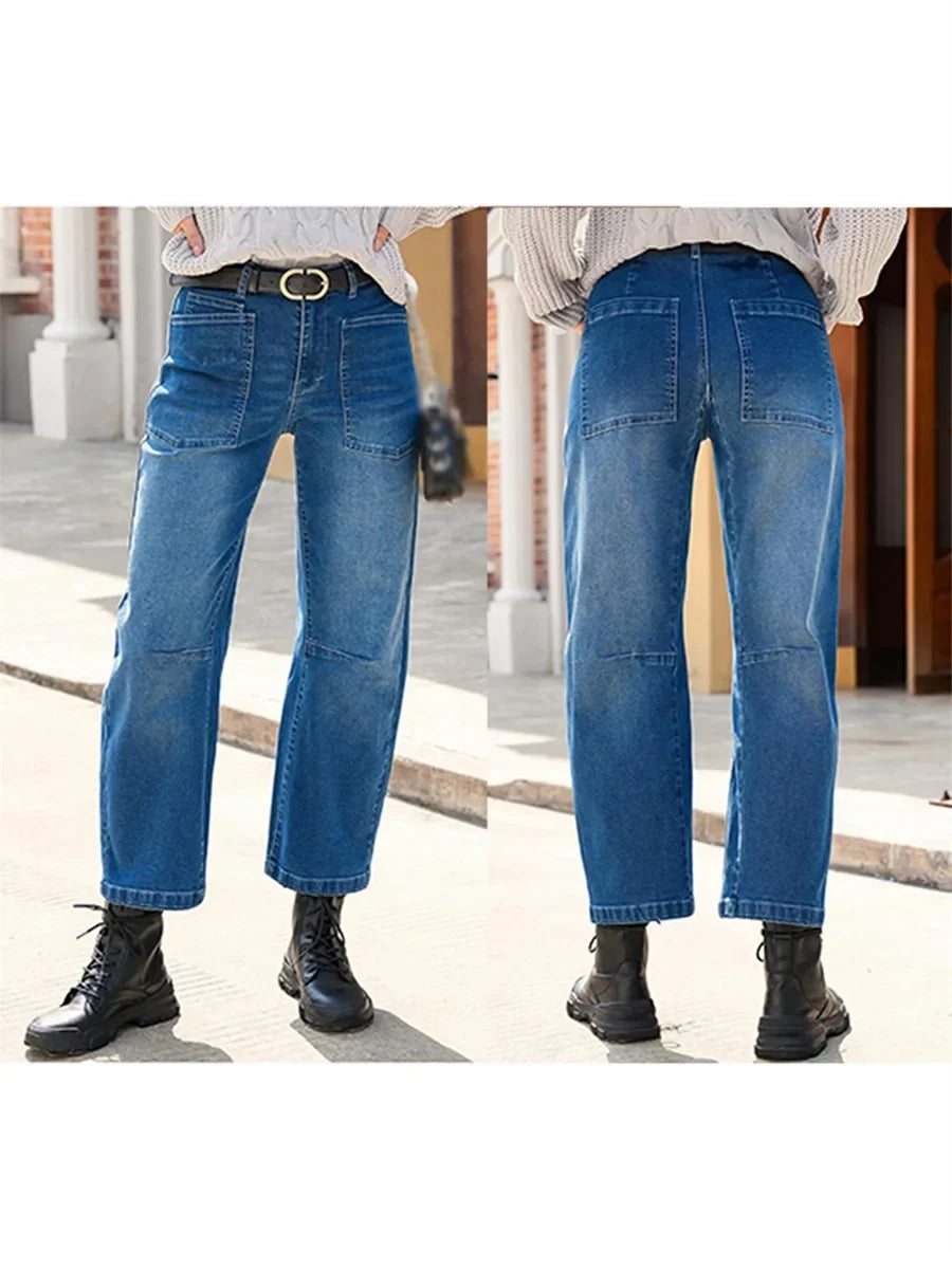 Women's Mid-Rise Barrel Utility Jeans 18