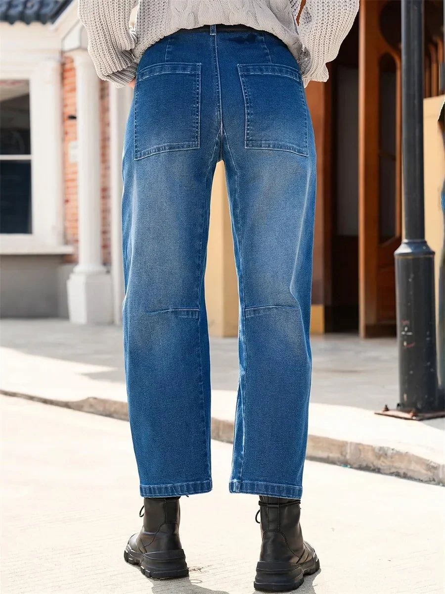 Women's Mid-Rise Barrel Utility Jeans 21