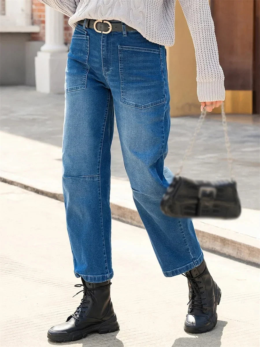 Women's Mid-Rise Barrel Utility Jeans 22