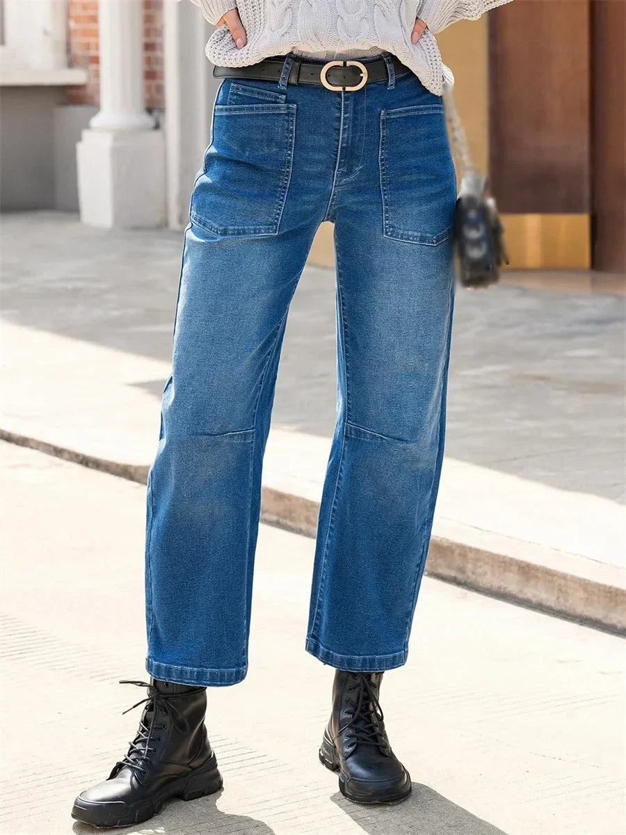 Women's Mid-Rise Barrel Utility Jeans 23