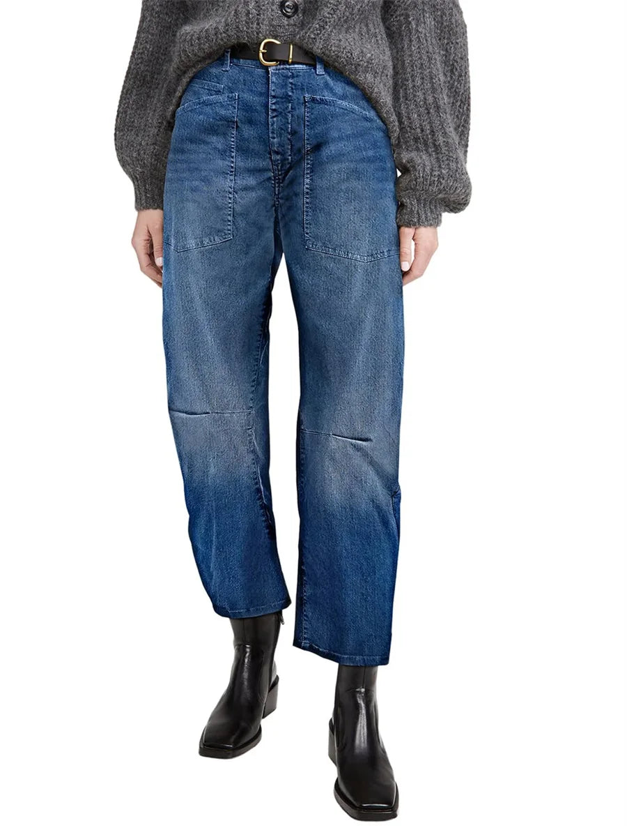 Women's Mid-Rise Barrel Utility Jeans 24