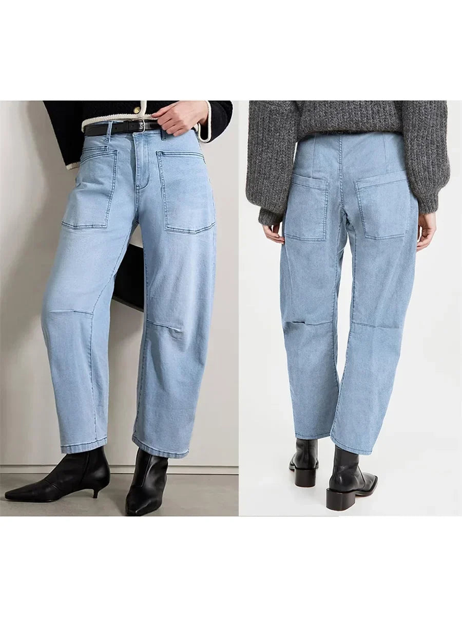 Women's Mid-Rise Barrel Utility Jeans 25