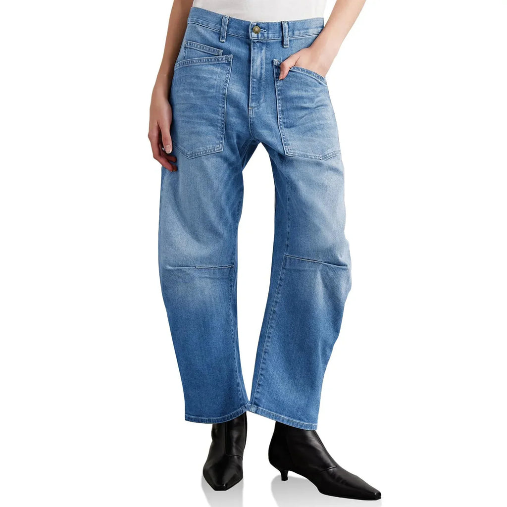 Women's Mid-Rise Barrel Utility Jeans 30
