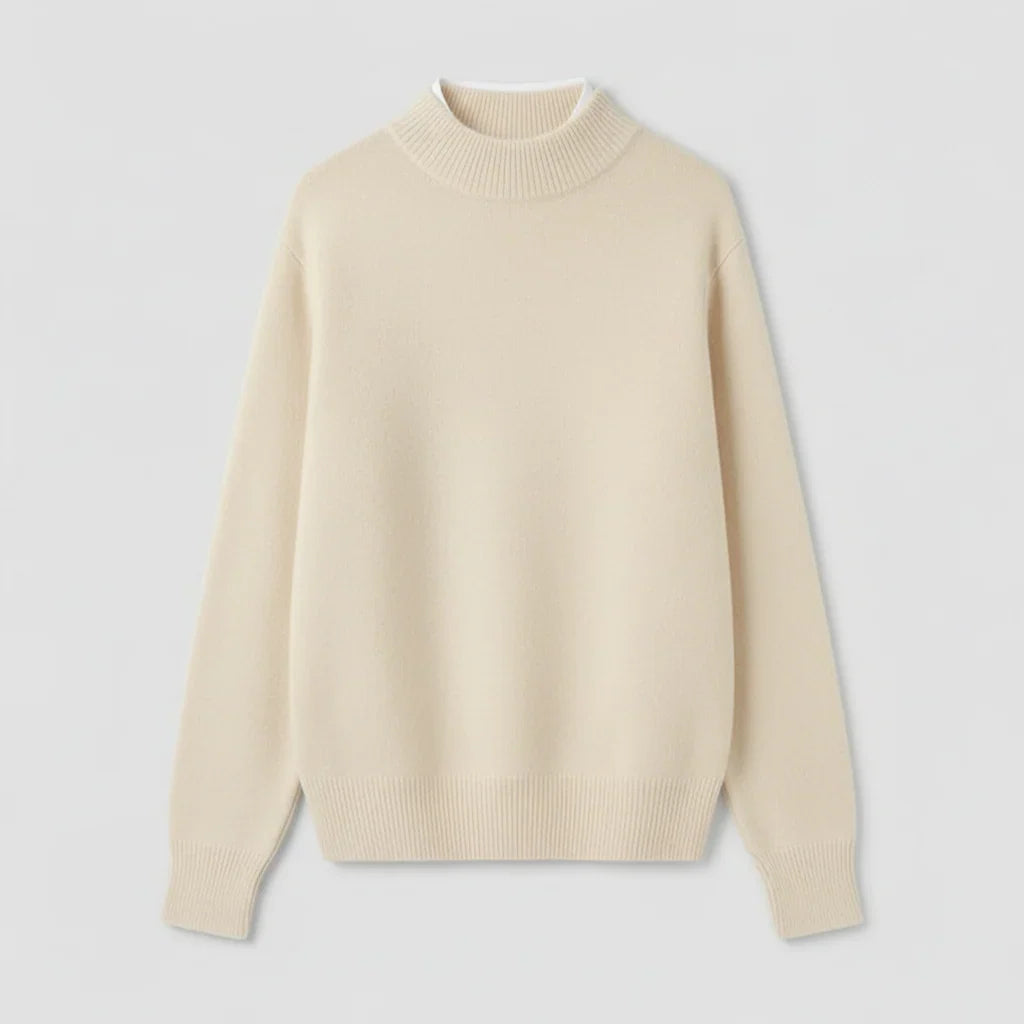 Women's Mock-Neck Contrast-Collar Knit Sweater 1