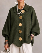 Women's Oversized Collared Chunky-Knit Cardigan 12