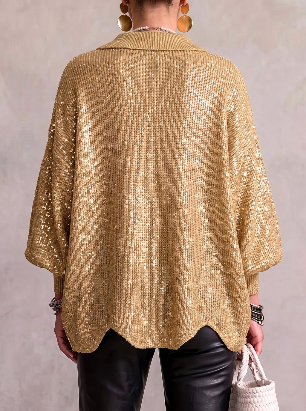 Women's Oversized Collared Chunky-Knit Cardigan 14