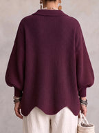 Women's Oversized Collared Chunky-Knit Cardigan 15