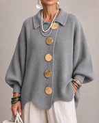 Women's Oversized Collared Chunky-Knit Cardigan 18