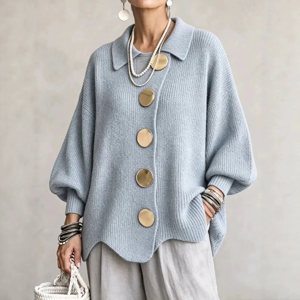Women's Oversized Collared Chunky-Knit Cardigan 5