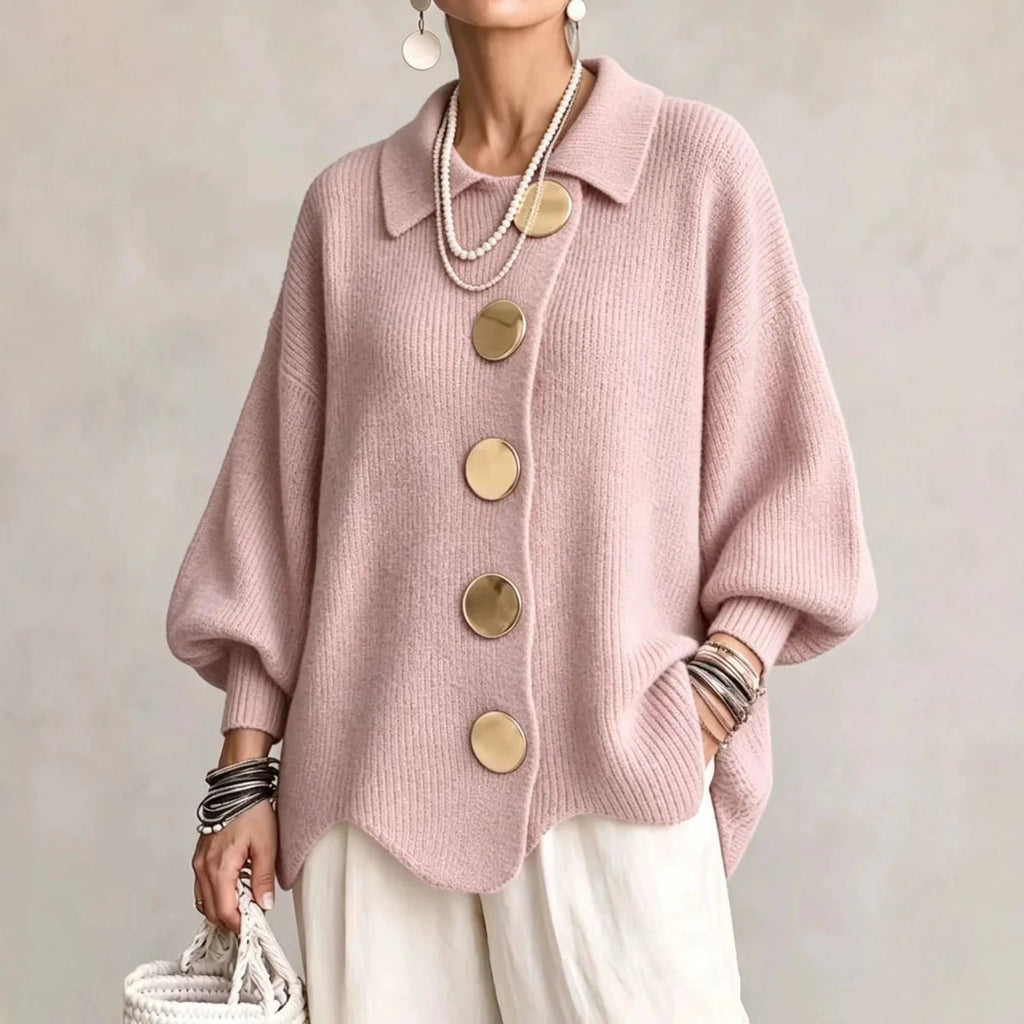 Women's Oversized Collared Chunky-Knit Cardigan 6