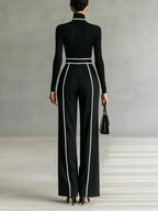 Women's Turtleneck & Belted Wide-Leg Pants Set 2