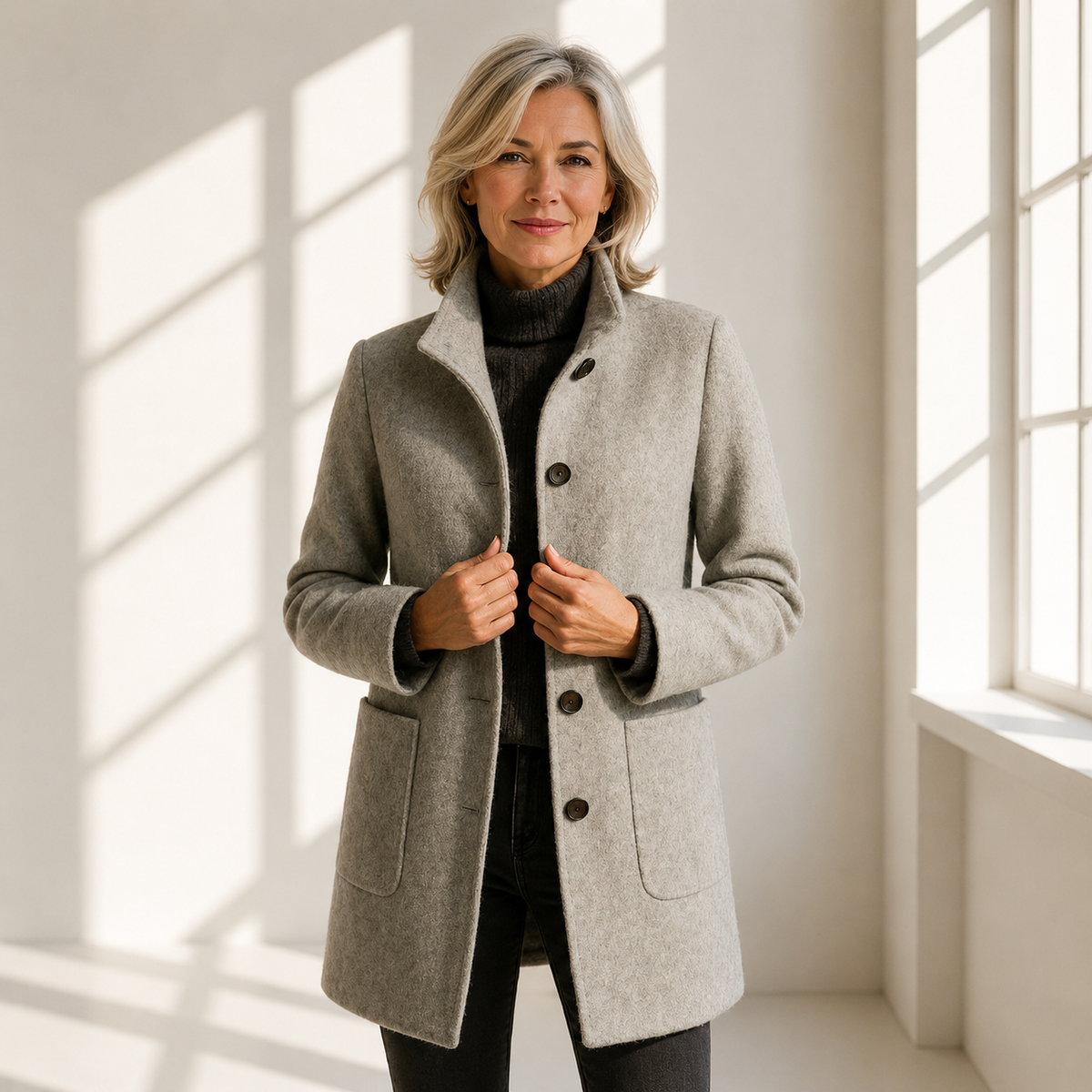 Women's Tailored Button-Front Long Coat 13