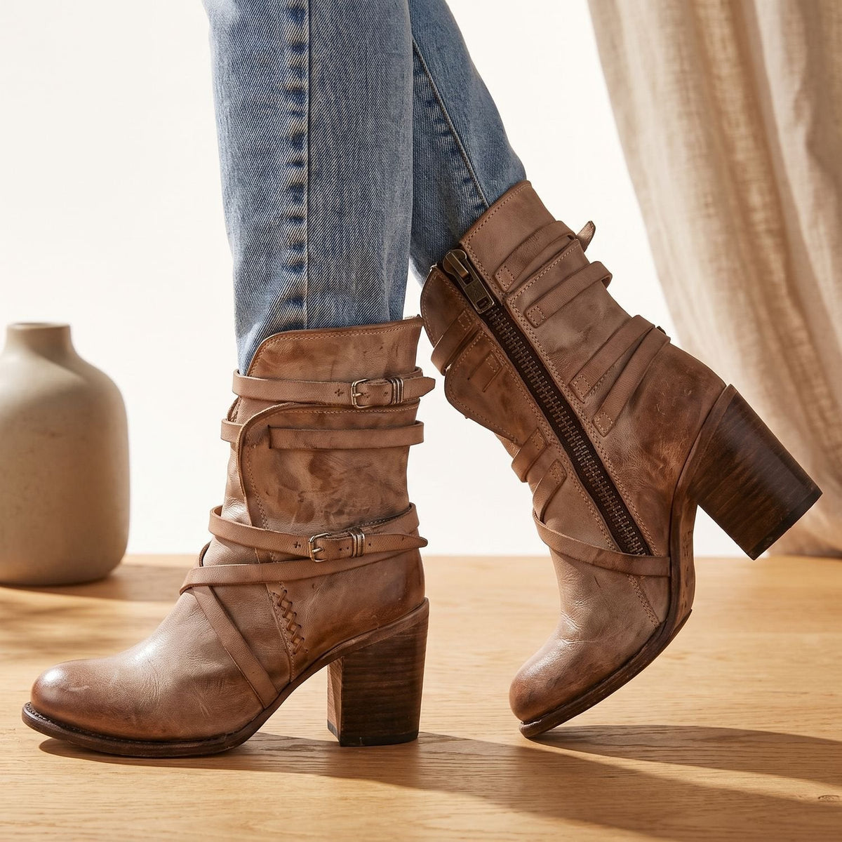 Women's Buckle-Strap Block-Heel Ankle Boots 2