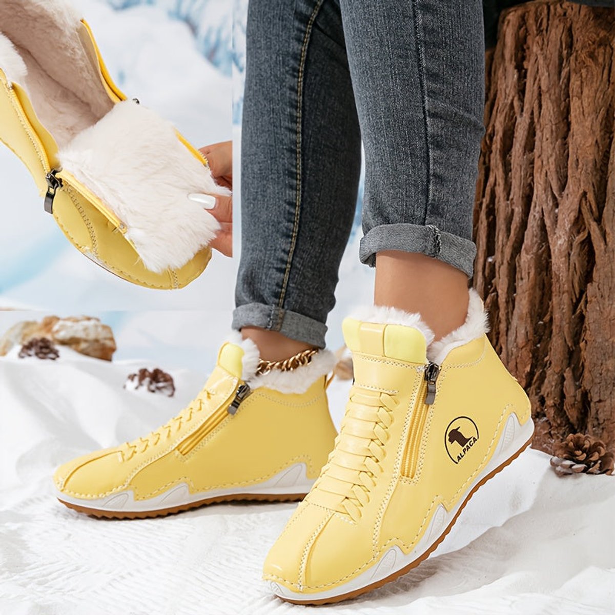 Women's Faux-Fur Lined Wide-Toe Ankle Boots 10