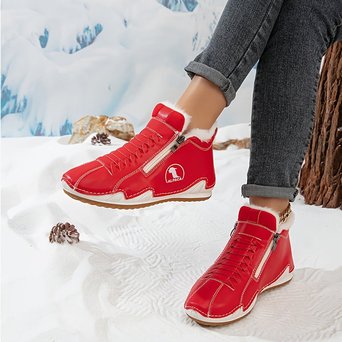 Women's Faux-Fur Lined Wide-Toe Ankle Boots 11