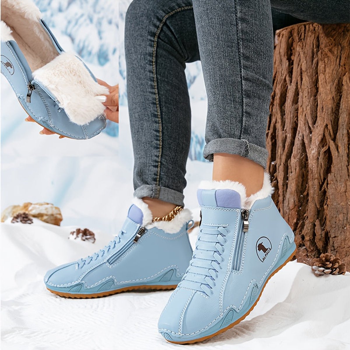 Women's Faux-Fur Lined Wide-Toe Ankle Boots 12