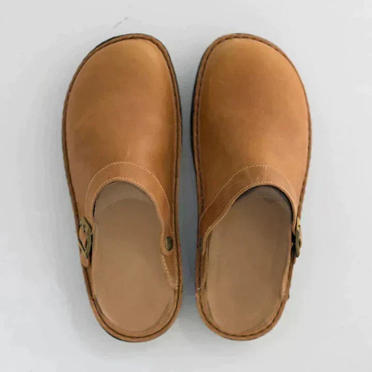 Women's Orthopedic Leather Buckle Clogs 5