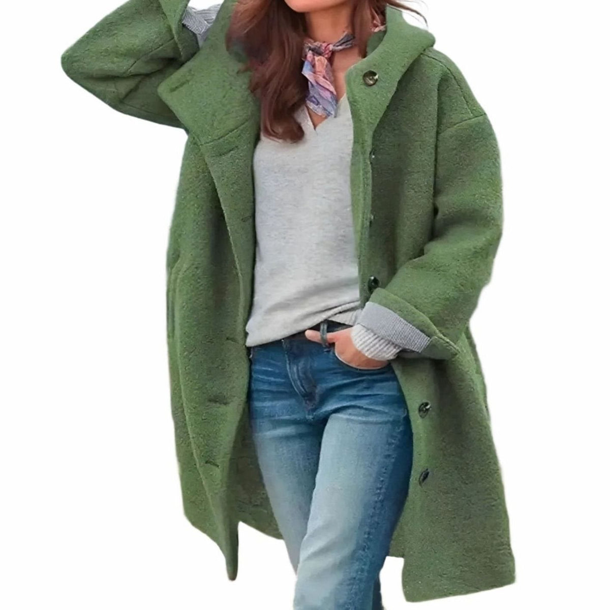 Women's Relaxed Button-Front Long Winter Coat 1