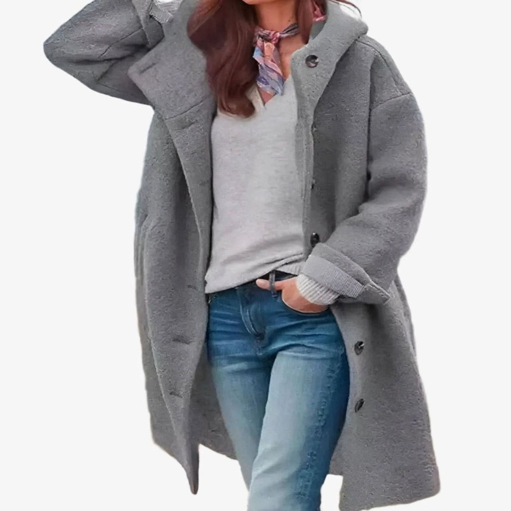 Women's Relaxed Button-Front Long Winter Coat 2
