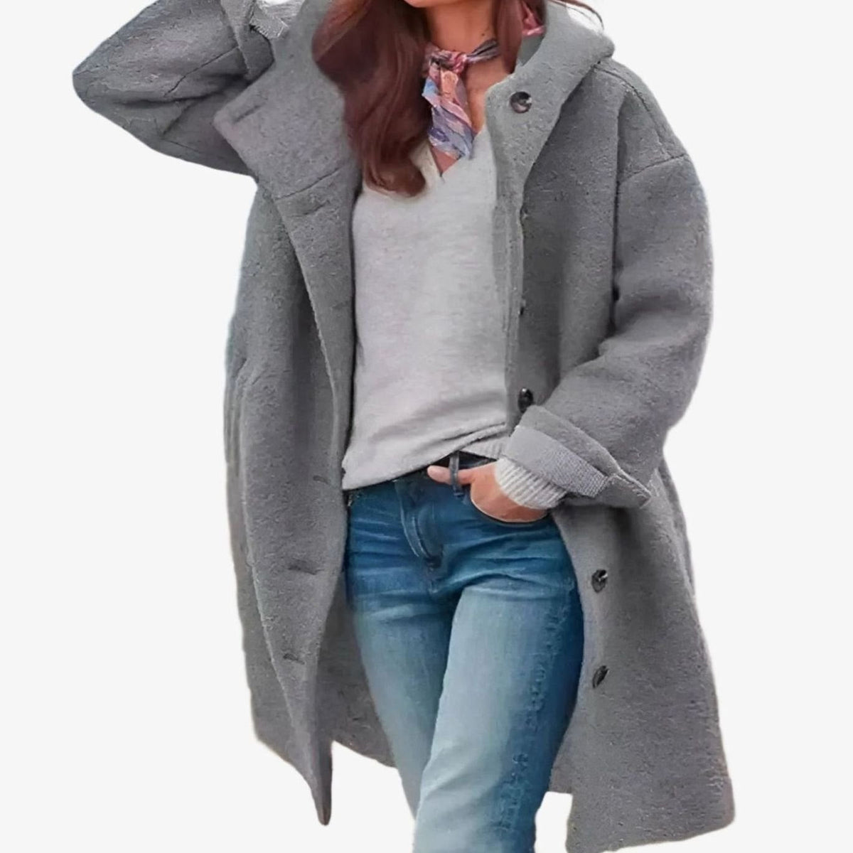 Women's Relaxed Button-Front Long Winter Coat 2