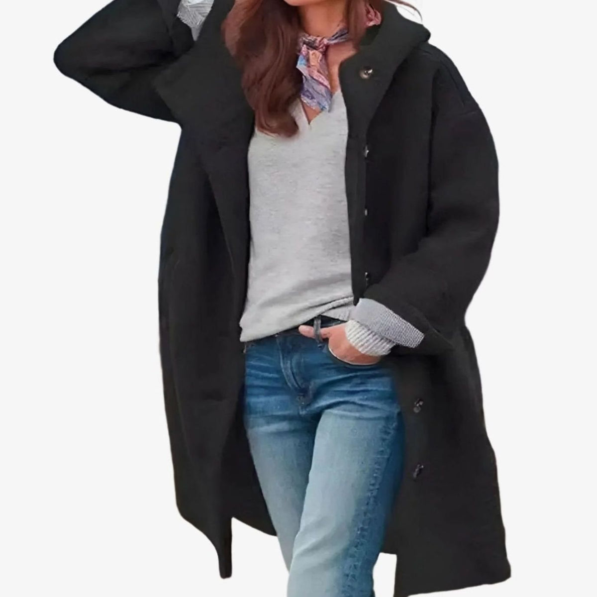 Women's Relaxed Button-Front Long Winter Coat 3